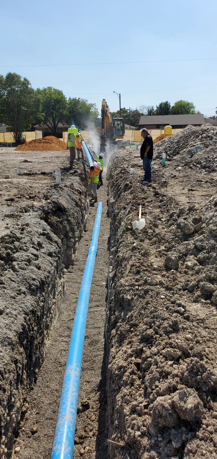 Site preparation · Underground pipe installation